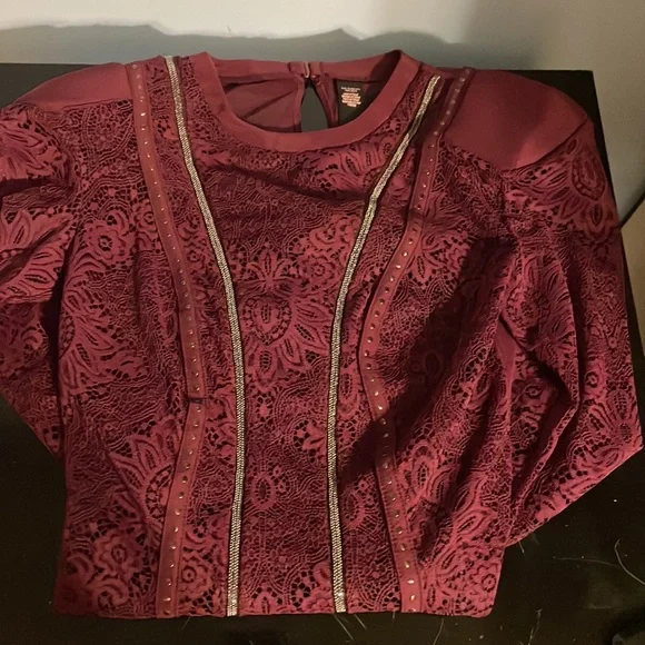 [Victoria's Secret] Very Sexy Embellished Lace Bodysuit Burgundy. Size M. - Picture 4 of 6